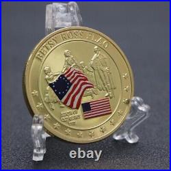 100PCS Challenge Coin 1777 USA Flag Betsy Ross Flag Medal History of Glory Gift