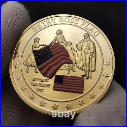 100PCS Challenge Coin 1777 USA Flag Betsy Ross Flag Medal History of Glory Gift