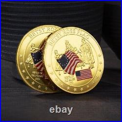 100PCS Challenge Coin 1777 USA Flag Betsy Ross Flag Medal History of Glory Gift