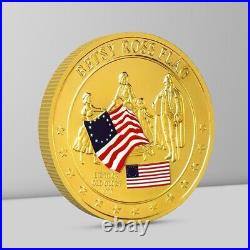 100PCS Challenge Coin 1777 USA Flag Betsy Ross Flag Medal History of Glory Gift