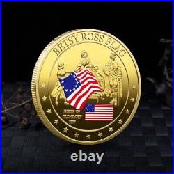 100PCS Challenge Coin 1777 USA Flag Betsy Ross Flag Medal History of Glory Gift