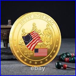 100PCS Challenge Coin 1777 USA Flag Betsy Ross Flag Medal History of Glory Gift