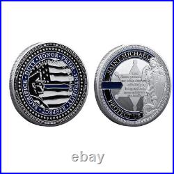 100PCS Challenge Coin Honor Police Saint Michael Protect US Cllect Commemorative