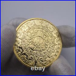 100PCS Collectible Gold Medal Commemorative Coin Mexico Mayan Prophecy Calendar