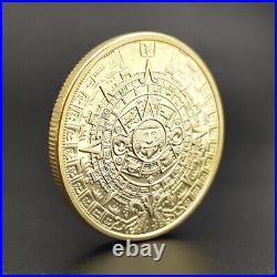 100PCS Collectible Gold Medal Commemorative Coin Mexico Mayan Prophecy Calendar