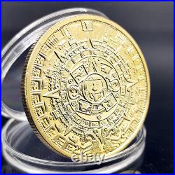 100PCS Collectible Gold Medal Commemorative Coin Mexico Mayan Prophecy Calendar