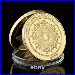 100PCS Collectible Gold Medal Commemorative Coin Mexico Mayan Prophecy Calendar