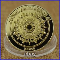 100PCS Collectible Gold Medal Commemorative Coin Mexico Mayan Prophecy Calendar