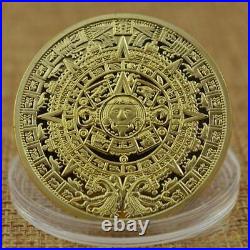 100PCS Collectible Gold Medal Commemorative Coin Mexico Mayan Prophecy Calendar