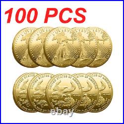 100PCS Commemorative Challenge Coin Gold Eagle 2025 Statue of Liberty American