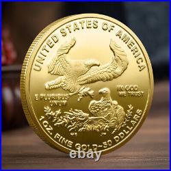 100PCS Commemorative Challenge Coin Gold Eagle 2025 Statue of Liberty American