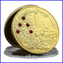 100PCS Commemorative Coin Gold Plated Merry Christmas Collectibles Santa Claus