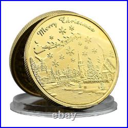 100PCS Commemorative Coin Gold Plated Merry Christmas Collectibles Santa Claus