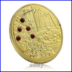 100PCS Commemorative Coin Gold Plated Merry Christmas Collectibles Santa Claus