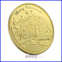 100PCS Commemorative Coin Gold Plated Merry Christmas Collectibles Santa Claus