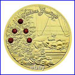 100PCS Commemorative Coin Gold Plated Merry Christmas Collectibles Santa Claus