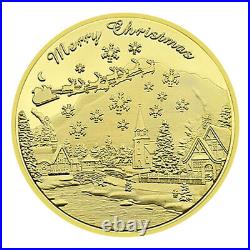 100PCS Commemorative Coin Gold Plated Merry Christmas Collectibles Santa Claus