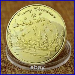 100PCS Commemorative Coin Gold Plated Merry Christmas Collectibles Santa Claus