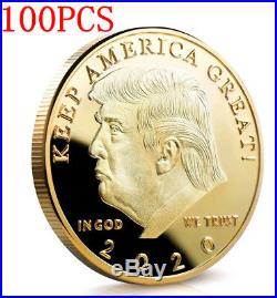 100PCS Donald J Trump 2020 Keep America Great Commander Gold Challenge Coin KY