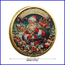 100PCS Gift Gold Christmas Coin Merry Christmas Commemorative Coin Santa Claus