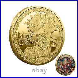 100PCS Gift Gold Christmas Coin Merry Christmas Commemorative Coin Santa Claus