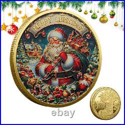 100PCS Gift Gold Christmas Coin Merry Christmas Commemorative Coin Santa Claus
