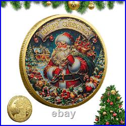 100PCS Gift Gold Christmas Coin Merry Christmas Commemorative Coin Santa Claus