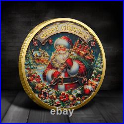 100PCS Gift Gold Christmas Coin Merry Christmas Commemorative Coin Santa Claus
