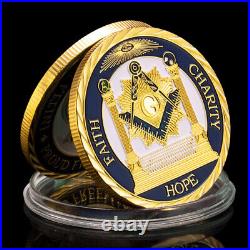 100PCS Gold Plated Coin Brother Collection Freemasonry Member Commemorative