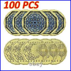 100PCS Gold Souvenir Medal Ramadan Kareem Festival Octagon Commemorative Coin