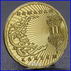 100PCS Gold Souvenir Medal Ramadan Kareem Festival Octagon Commemorative Coin