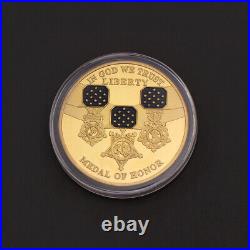 100PCS Plated Gold USA Challenge Coin Medal Of Honor In God We Trust Liberty