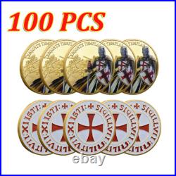 100PCS Religious Commemorative Challenge Coin Souvenir Gold Knights Templar