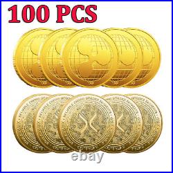 100PCS Ripple Coin XRP Collectible Physical Crypto Challenge Coin Gold Plated