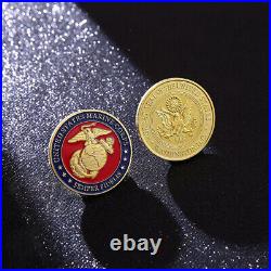 100PCS Semper Fidelis Military USA Gold Marine Corps Challenge Coin Collectible