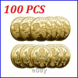 100PCS Souvenir Liberty Gold Plated Commemorative Challenge Coin EAGLE US Coin