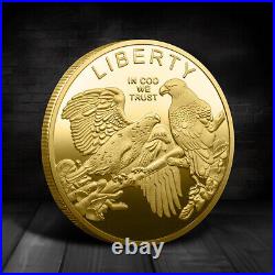 100PCS Souvenir Liberty Gold Plated Commemorative Challenge Coin EAGLE US Coin