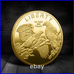 100PCS Souvenir Liberty Gold Plated Commemorative Challenge Coin EAGLE US Coin