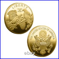 100PCS Souvenir Liberty Gold Plated Commemorative Challenge Coin EAGLE US Coin