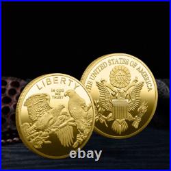 100PCS Souvenir Liberty Gold Plated Commemorative Challenge Coin EAGLE US Coin