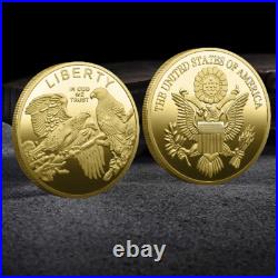 100PCS Souvenir Liberty Gold Plated Commemorative Challenge Coin EAGLE US Coin