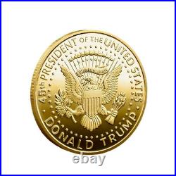 100Pc Gold 45Th President Donald Trump Plated Flag Commemorative Coins MAGA King