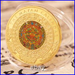 100 PCS Coin Double Sides Plated Gold Mexico Maya Commemorative Culture