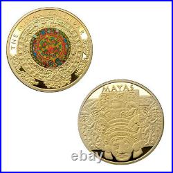 100 PCS Coin Double Sides Plated Gold Mexico Maya Commemorative Culture