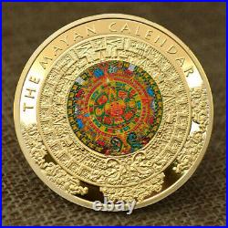 100 PCS Coin Double Sides Plated Gold Mexico Maya Commemorative Culture