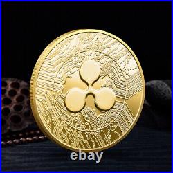 100 PCS Gold Plate Metal Craft Collectible XRP Ripple Coin Commemorative Round