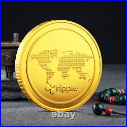 100 PCS Gold Plate Metal Craft Collectible XRP Ripple Coin Commemorative Round