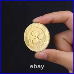 100 PCS Gold Plate Metal Craft Collectible XRP Ripple Coin Commemorative Round