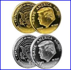 100 PC Silver & Gold SAVE AMERICAN AGAIN! Donald Trump Commemorative Coins