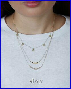 10K Solid Gold Layering Disc Coin Necklace